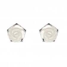 Dew Silver Mother of Pearl White Carnation Stud Earrings 30801MP028
