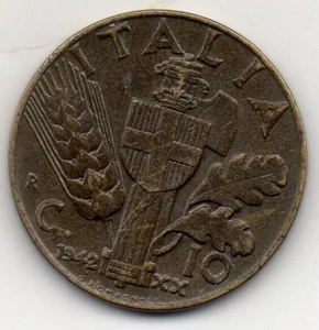 10 Centesimi Bronzital 1942 XX Italia Impero FDC - Picture 1 of 2