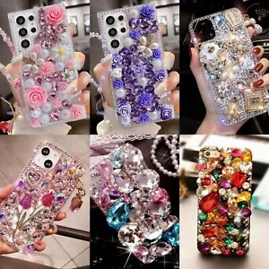 for Moto G Stylus/G Play/G Power/G Pure Bling Diamonds Sparkly Case w/ Lanyard - Picture 1 of 15