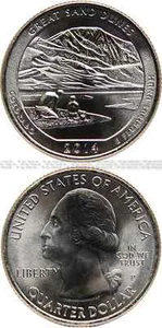 USA America Beautiful Quarter 2014 (P) UNC (KM# 569) 'Great Sand Dunes Colorado' - Picture 1 of 1