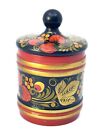 Klokhloma Russian Folk Art Strawberry Hand Painted Pot With Lid 4? Tall 1980'S