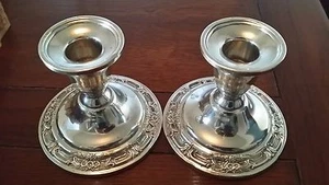 International Sterling Silber Paar Kerzenständer Wild Rose N243 3 1/4" kein Schrott - Bild 1 von 12