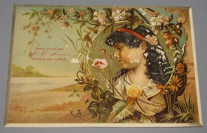 VINTAGE ADVERTISING GRAND RAPIDS MICH MI FINE SHOES GIRL VICTORIAN TRADE CARD - Picture 1 of 2