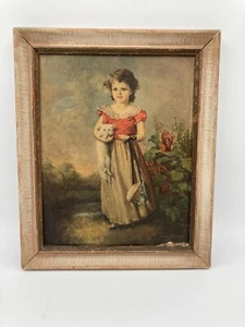 Vintage Litho Print Jane Freeman Chums Girl & Kitten 11"x14" Chums - Picture 1 of 8