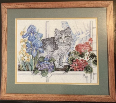 Vtg Rare Janlynn CAT IN THE WINDOW Cross Stitch 1991 pattern only - Image 1 of 3