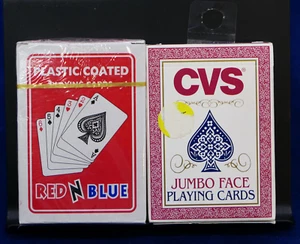 Red N Blue Plastic-Coated Playing Cards Made In India & CVS Jumbo Cards New - Picture 1 of 6
