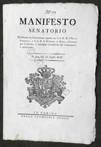 Regno di Sardegna - Manifesto Senatorio arresto e consegna condannati - 1818 - Picture 1 of 2