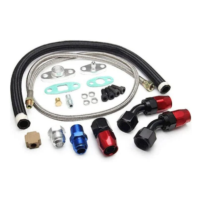 Turbo Cargador 17" Acero Inoxidable Trenzado Alimentación Retorno Línea de Drenaje + Manguera de Montaje 10AN Foto 1 de 4