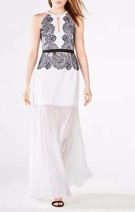 NEW BCBGMAXAZRIA GEORGIANNA HALTER LACETRIM GOWN YWI63H67/L433A SIZE 10 - Picture 1 of 3