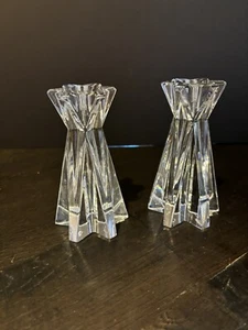 Pair of LENOX Ovations Lighting Starfire 6” Crystal Glass Candle Stick Holders - Picture 1 of 7