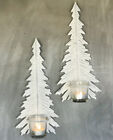 1 Wall Sconce Tea Light Candle Holder, White Winter Leaf Metal Wall Mounted Xmas