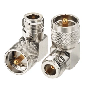 2pcs N Female to UHF PL259 Male Right Angle Nickelplated RF Adapter for Cable - Picture 1 of 4