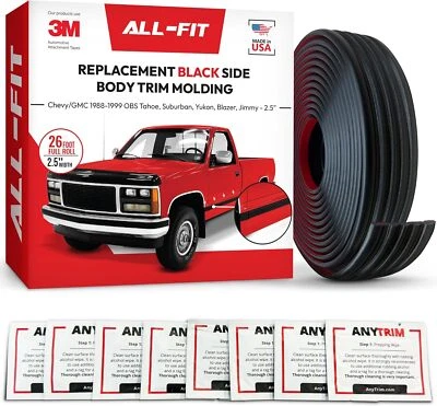 ALL-FIT Black Side Molding Trim Old Body Style 1988-99 Chevy/GMC Truck SUVs OBS - Image 1 of 4