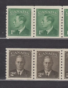 1950 #297 1¢ & #298 2¢ KING GEORGE VI WITH “POSTE-POSTAGE” COIL PAIRS F-VFNH - Bild 1 von 1