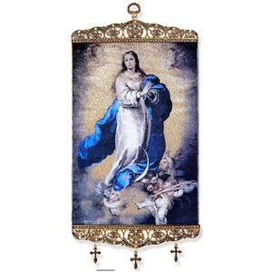 Bandera de Tapiz Grande María Inmaculada con 3 Cruces Colgantes Pared Habitación Puerta Decoración - Imagen 1 de 1