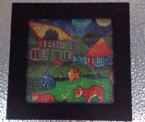 framed art prints 4 x 4 Starry Night Cats - Picture 1 of 10