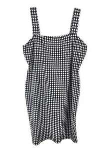 Jolie & Joy Womens Dress Herringbone Knee Length Square Black White Sz 1X - A32 - Picture 1 of 12