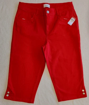 Jaclyn Smith ~ 女式卡普里裤 ~ 8 码 ~ 红色 — 第 1/4 张图片