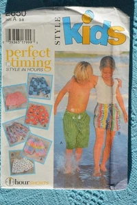 2650 STYLE 1 Hour Sewing PATTERN- Summer BOARDSHORTS CHILDS UNISEX Size 3-8 yrs - Foto 1 di 1