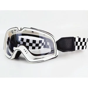 Retro Motorradbrille Weiß Transparent Bildschirm - Picture 1 of 9