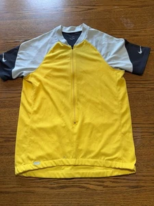 Vintage Nike Dry Fit Men’s 3/4 Zip Cycling Jersey - L- Grey Live Strong Yellow - Picture 1 of 8