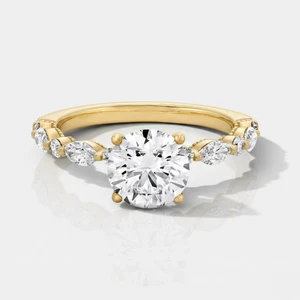 1,5 ct runder VSS1 Moissanit exquisiter Verlobungsring 14 Karat Gelbgold vergoldet - Bild 1 von 5