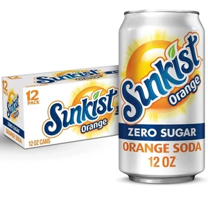 Sunkist Zero Sugar Orange Soda Pop, 12 fl oz, confezione da 12 lattine - Foto 1 di 5