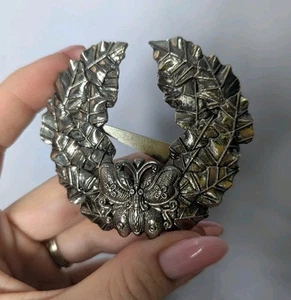 Vintage Neiman Marcus Sylvia Dahl sciarpa clip vacanza farfalla alloro corona argento - Foto 1 di 4