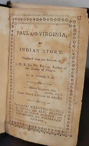 1799 Paul And Virignia Indian Story Hunter Heaton Wrentham MA Antique Book US - Picture 1 of 5