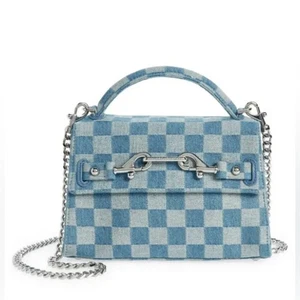 Rebecca Minkoff Lou Small Checkered Denim Satchel - Picture 1 of 5
