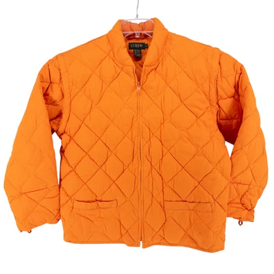 Vintage J. Chaleco chaqueta convertible acolchado grande Crew para hombre naranja brillante Foto 1 de 4