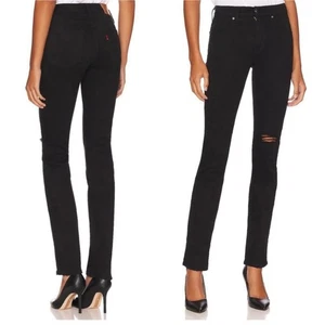 Levi's Damen 724 High Rise Straight Pixel Jeans Distressed Schwarz Größe W28 L32 - Bild 1 von 6