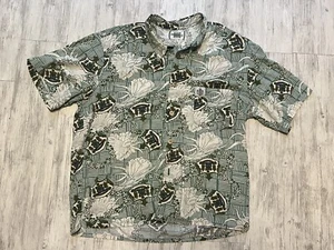 Duke Kahanamoku Hawaiian Mens Shirt Adult Large Green Short Sleeve Button Up - Picture 1 of 5