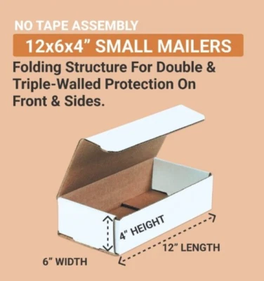 Boxes Small 12"L x 6"W x 4"H, 50-Pack | Corrugated Cardboard - Image 1 of 4