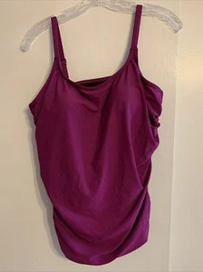 Coldwater Creek Swim Tank Top Women’s 12 Beautiful Purple Ruching Padded Bra - Picture 1 of 6