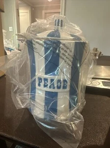 Jonathan Adler PEACE Porcelain Canister NEW in Box SHIPS OUT FAST Blue Stripe - Picture 1 of 4