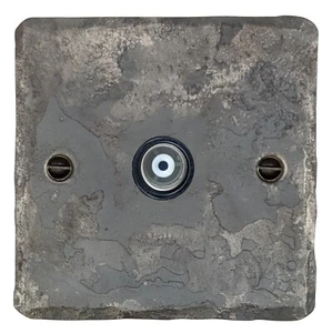 G&H FR35B Flat Plate Rustic Silver 1 Gang TV Coax Socket Point - Picture 1 of 1