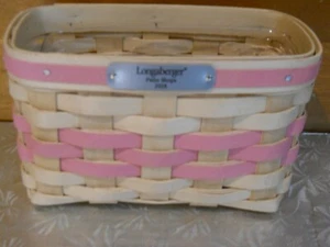 New Longaberger PATIO SHOPS Basket + Protector 2018, Pink & Natural - Picture 1 of 9