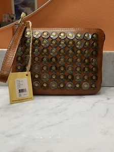 NWT Patricia Nash Cassini Studded Coin Leather Wristlet Tan Rare!!! - Picture 1 of 8