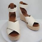 Franco Sarto Womens Carma City Wedge Espadrille Putty Leather Sandals Size US 9M