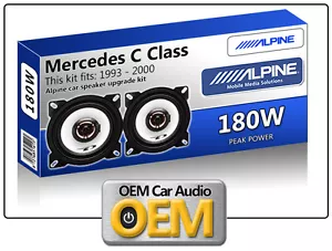 Mercedes C Class Rear Door speakers Alpine 10cm 4" car speaker kit 180W Max - Picture 1 of 2