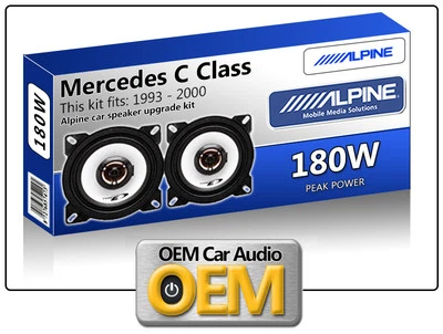 Mercedes C Class Rear Door speakers Alpine 10cm 4" car speaker kit 180W Max - Image 1 of 2