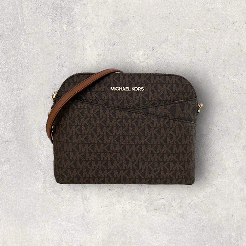 Borsa a cupola Michael Kors MK borsa crossbody borsa a tracolla jet set travel marrone NUOVA