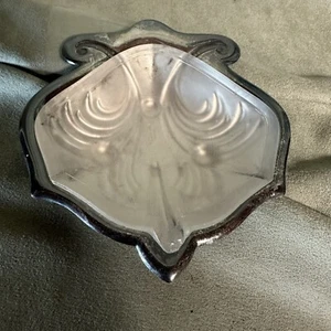 Vintage Alens Silverplate Nut Trinket Dish With Frosted Glass Insert Sweden - Picture 1 of 6