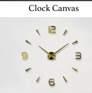 Clock Canvas Moderner Wall Clock Gold DIY Do It Yourself Foam Adhesive - Picture 1 of 3