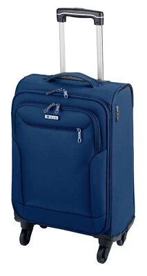 Leichter Stoff Bordgepäck Koffer 55 cm Weicher Rollen Trolley Uni Blau Bowatex - Bild 1 von 3