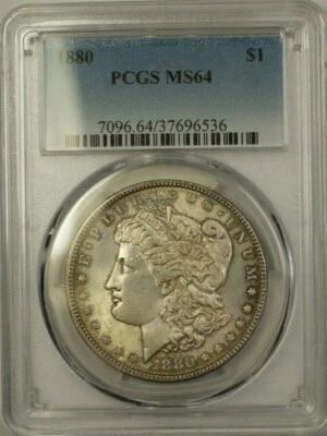 1880 Morgan Silver Dollar Coin PCGS MS-64 Toned (21) - Image 1 of 2