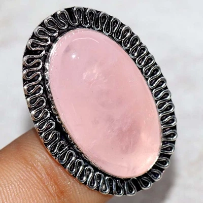 925 Серебряное покрытие розового кварца кольцо США 6,5 тенденции сейчас ювелирных изделий GW - Изображение 1 из 3