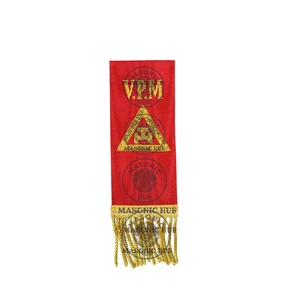 Royal Arch Bible Marker Virtual Past Master - Red Ribbon with Gold Embroidery - Picture 1 of 7