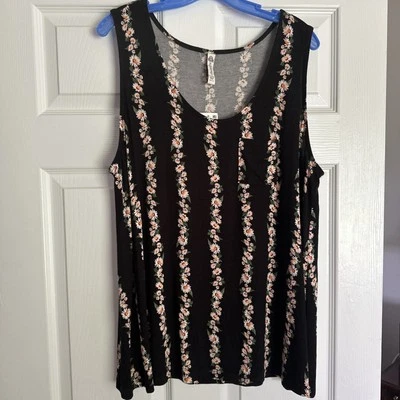 Camiseta sin mangas American Rag C0 negra con margaritas 1X nueva con etiquetas Foto 1 de 4